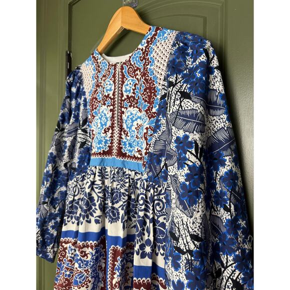 NWT Weekend Max Mara Turquoise Ghiotto Midi Cotton Boho Dress Blue Size 2 XS - Picture 3 of 8